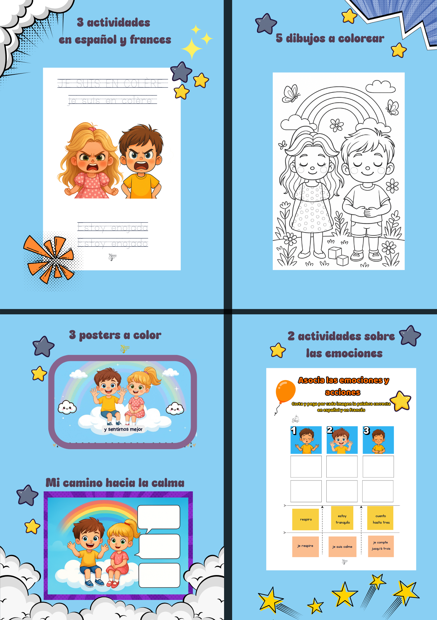 ✨Leo y Clara aprenden a calmarse en 3 pasos👦👧